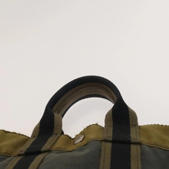 HERMES Fourre Tout Hand Bag Canvas 2Set Green Black Auth ti3372 - Picture 10 of 16